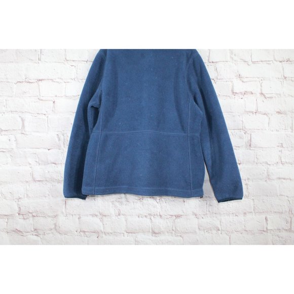 LL Bean Navy Polyester Smooth Rugged Sweater Fleece Full-Zip Jacket L Pet - Picture 6 of 9